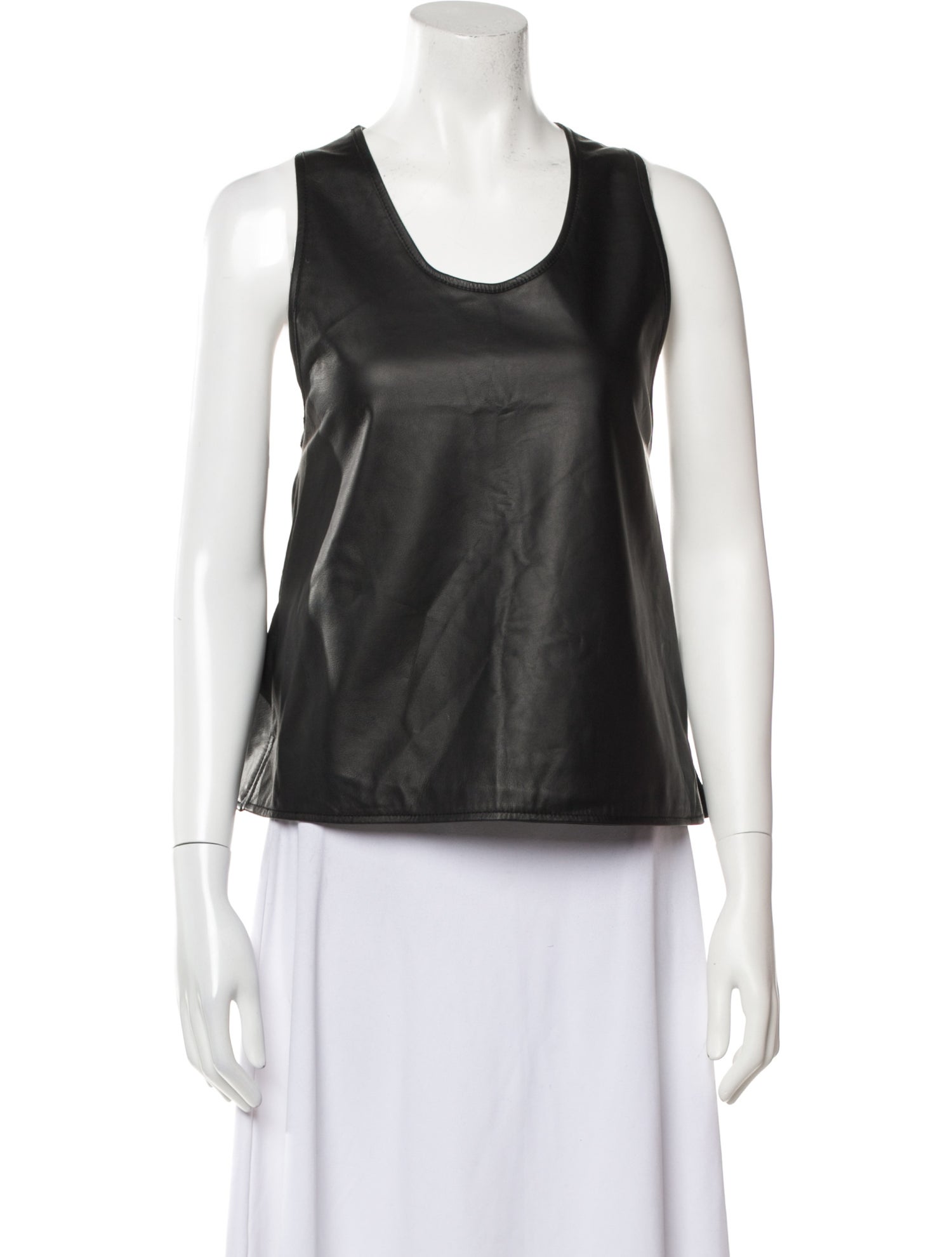 Goop G. Label Leather Scoop Neck Top