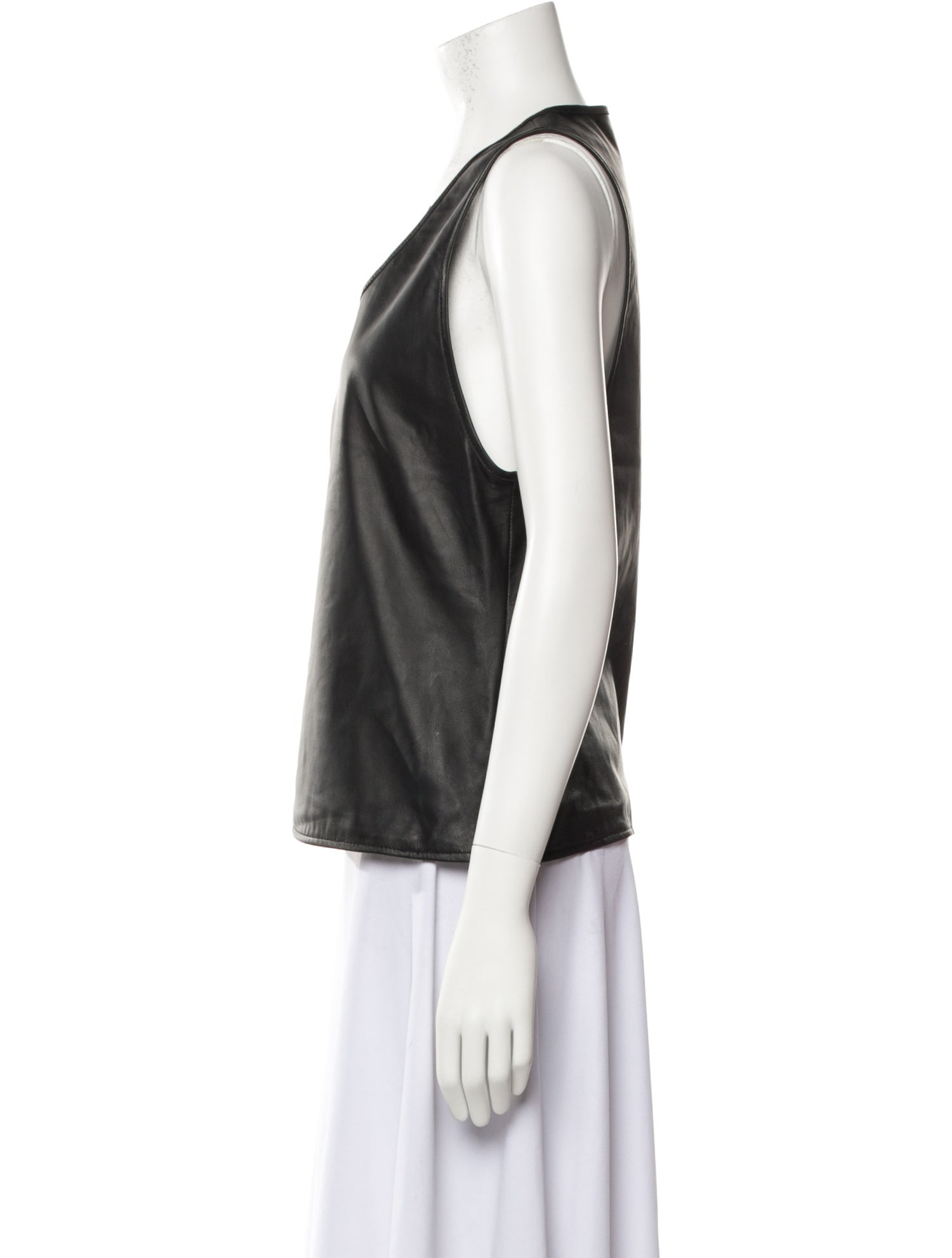 Goop G. Label Leather Scoop Neck Top