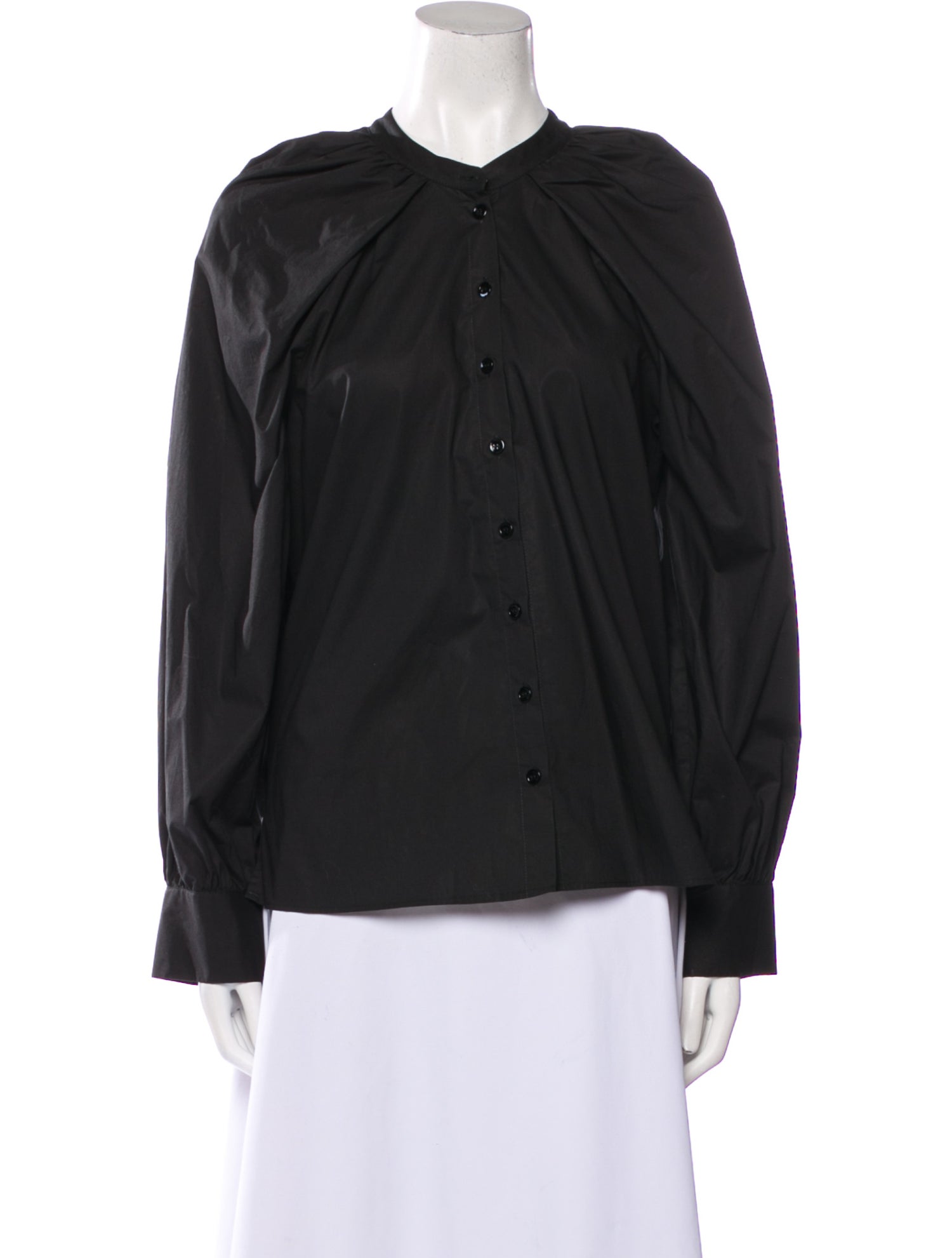 Goop G. Label Crew Neck Long Sleeve Button-Up Top