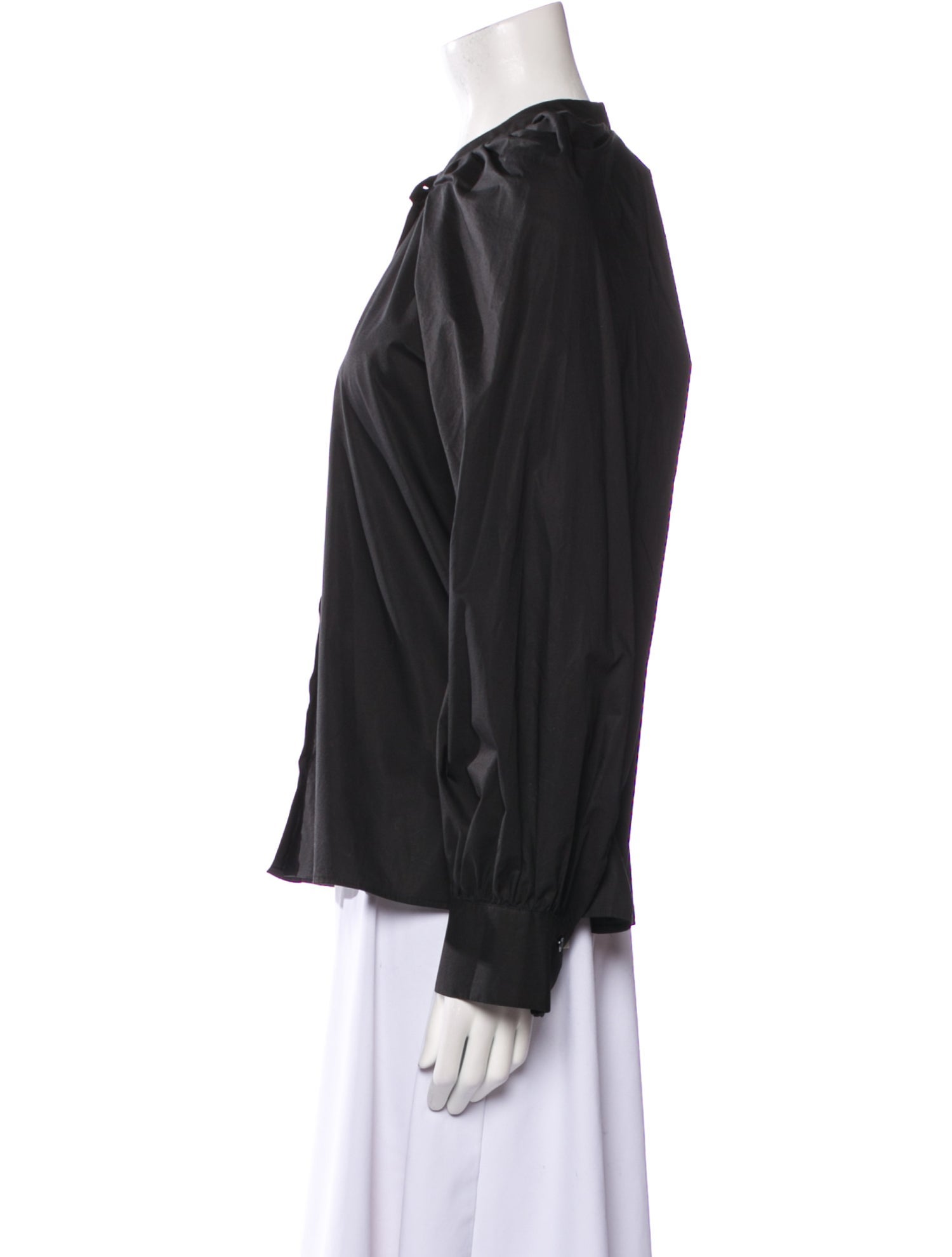 Goop G. Label Crew Neck Long Sleeve Button-Up Top