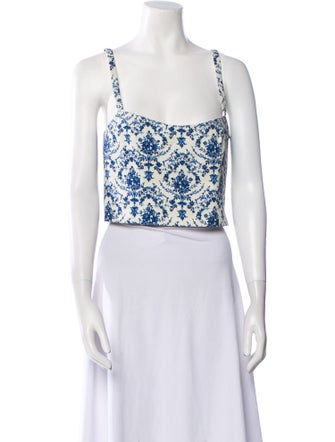 Goop G. Label Floral Print Square Neckline Crop Top