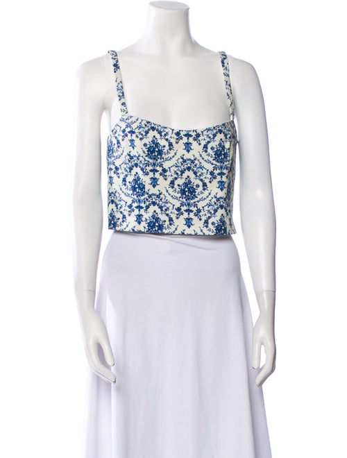 Goop G. Label Floral Print Square Neckline Crop Top