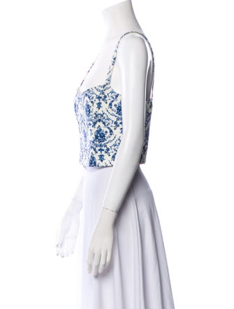 Goop G. Label Floral Print Square Neckline Crop Top