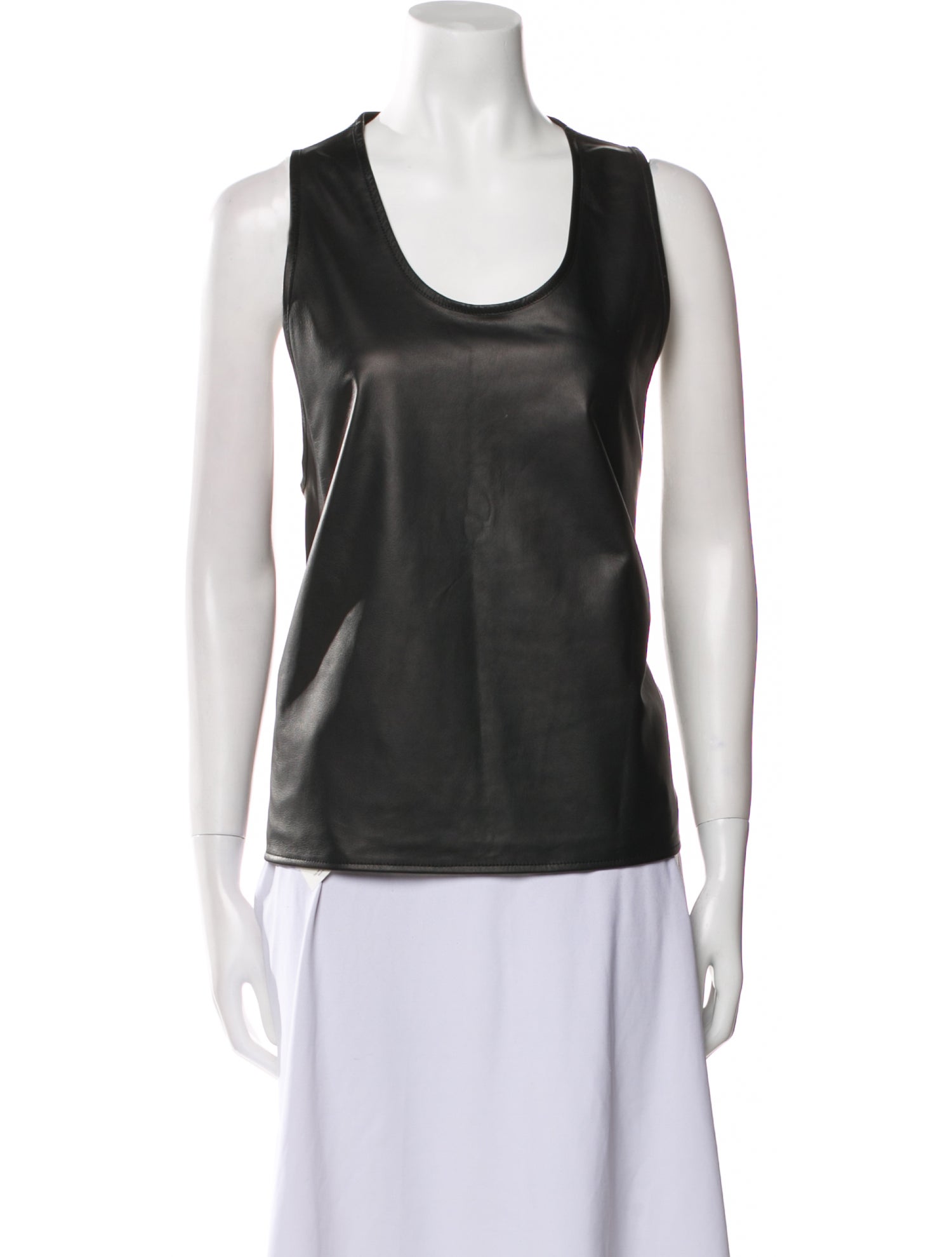 Goop G. Label Leather Scoop Neck Top