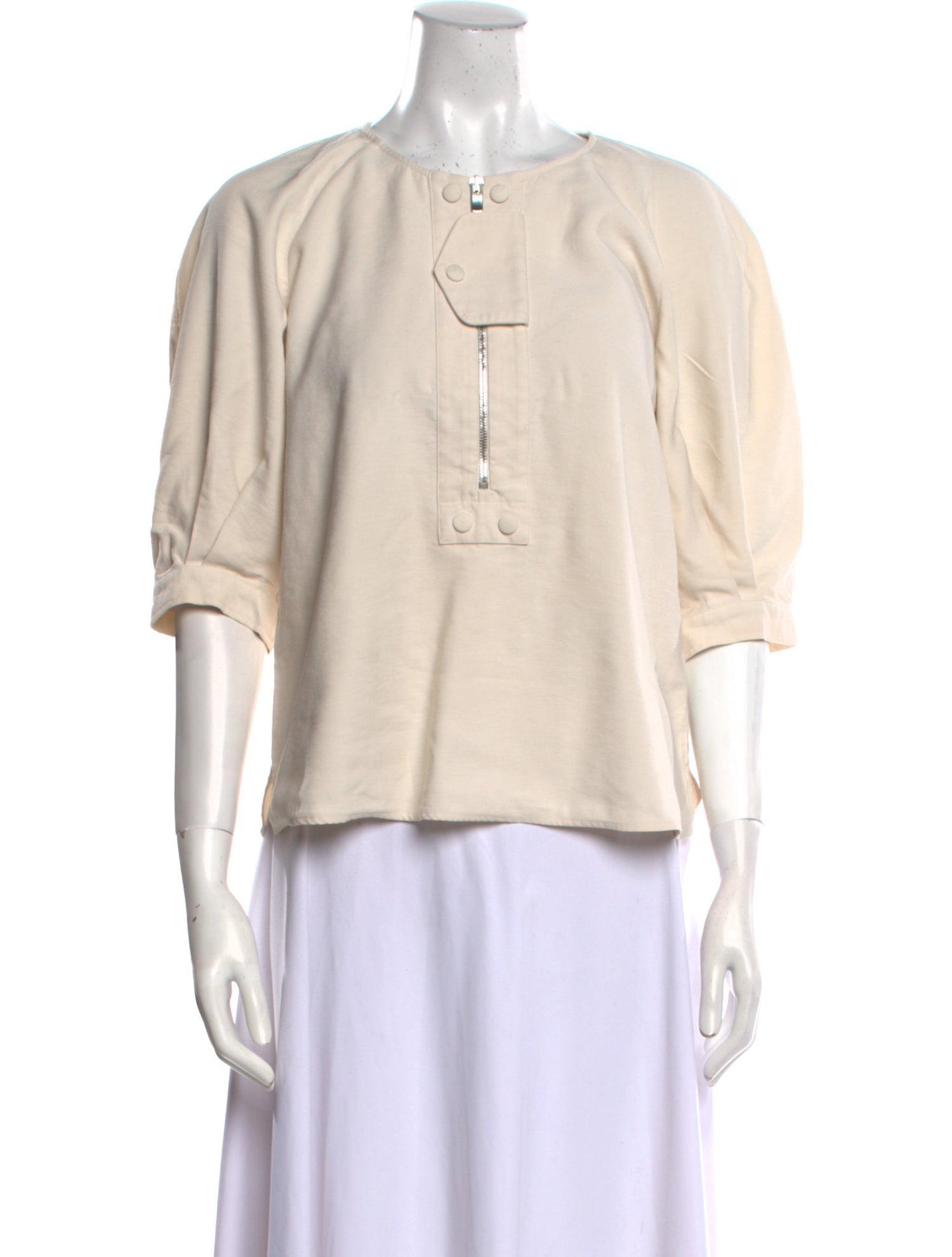 Goop G. Label Crew Neck Three-Quarter Sleeve Blouse