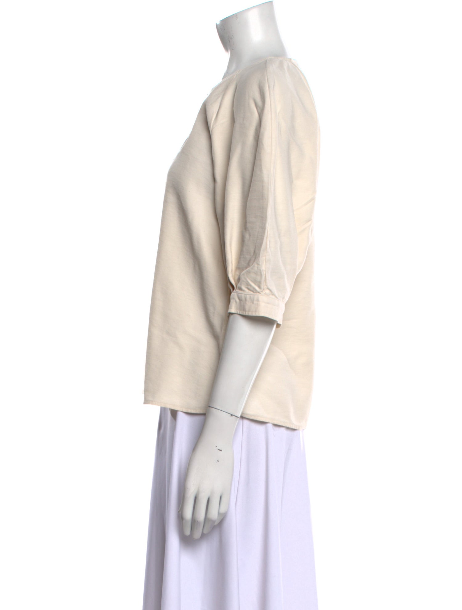 Goop G. Label Crew Neck Three-Quarter Sleeve Blouse