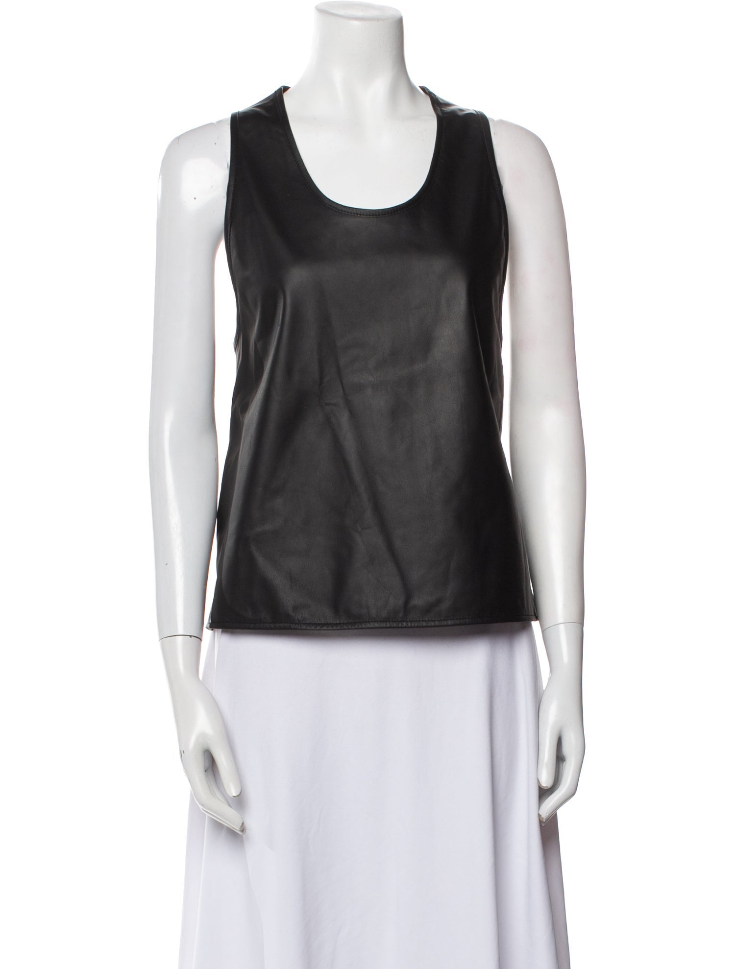 Goop G. Label Leather Scoop Neck Top