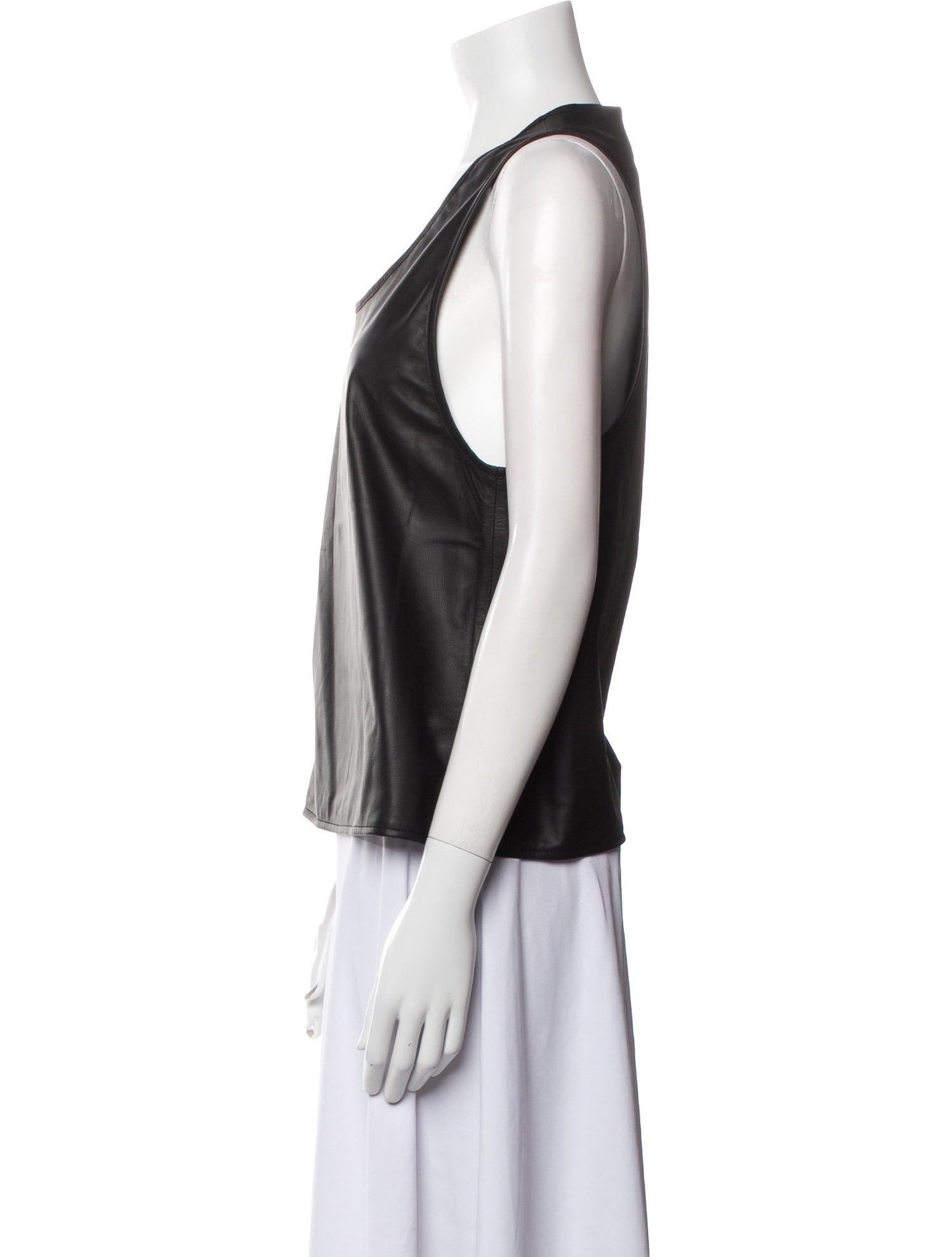 Goop G. Label Leather Scoop Neck Top