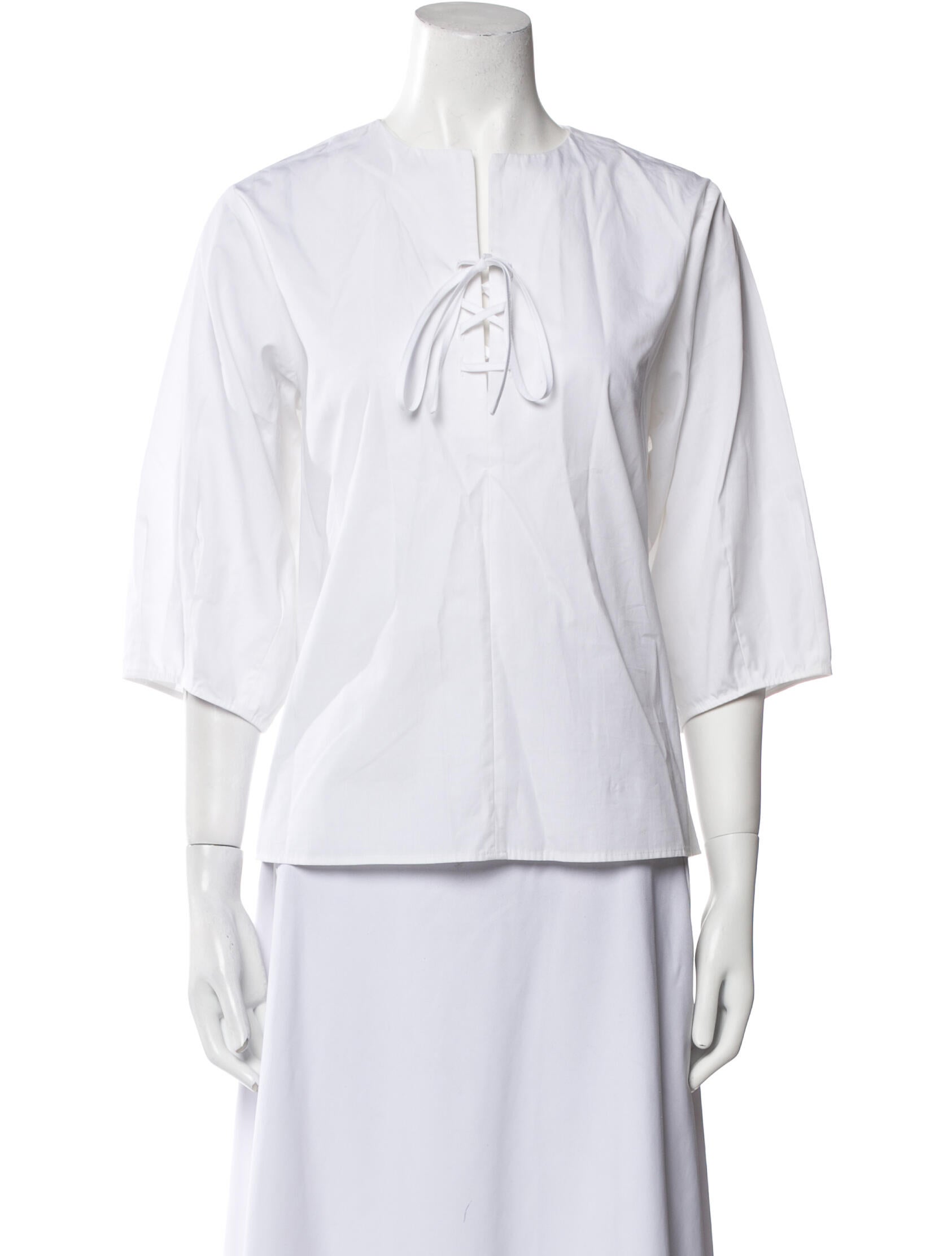Goop G. Label V-Neck Three-Quarter Sleeve Blouse