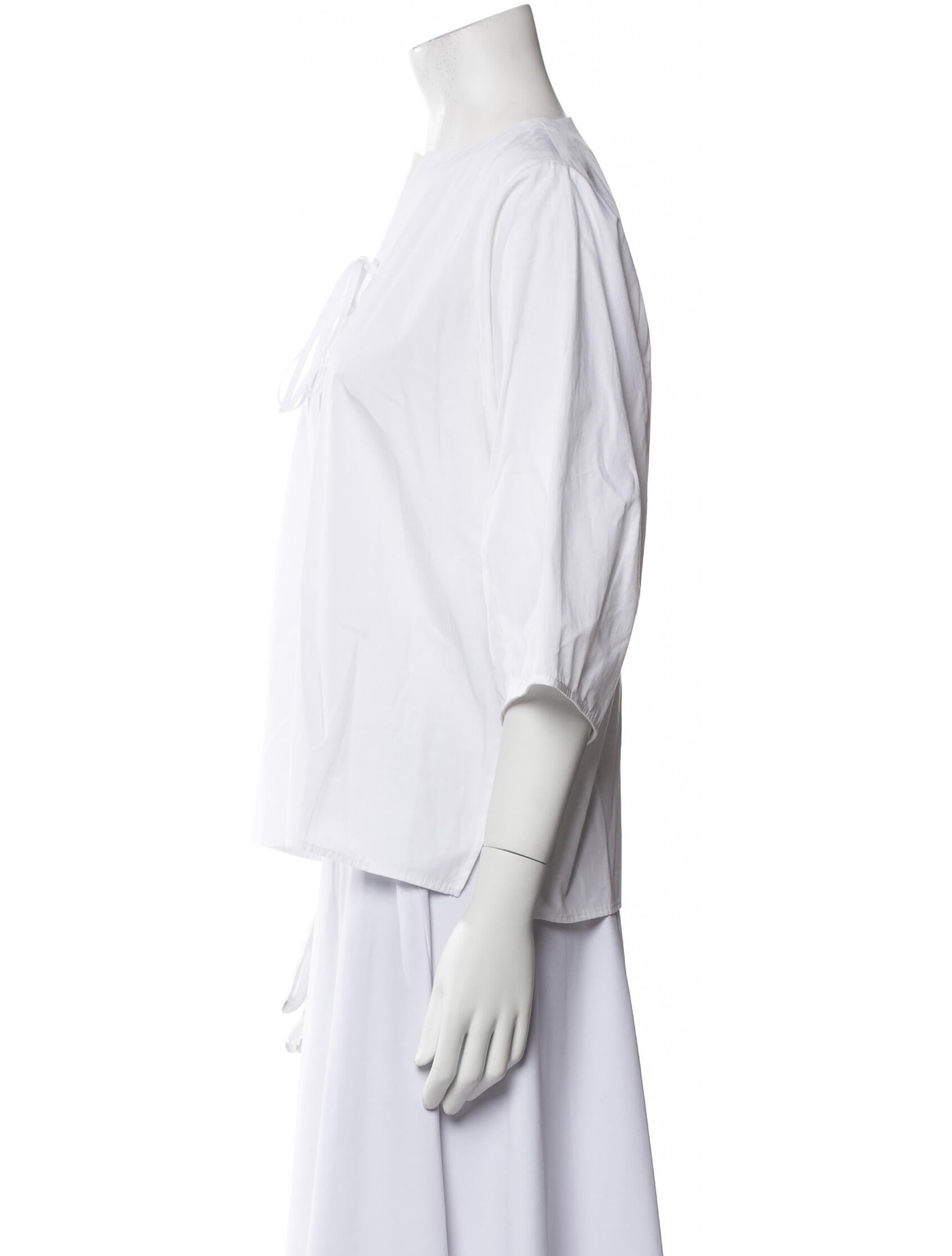 Goop G. Label V-Neck Three-Quarter Sleeve Blouse