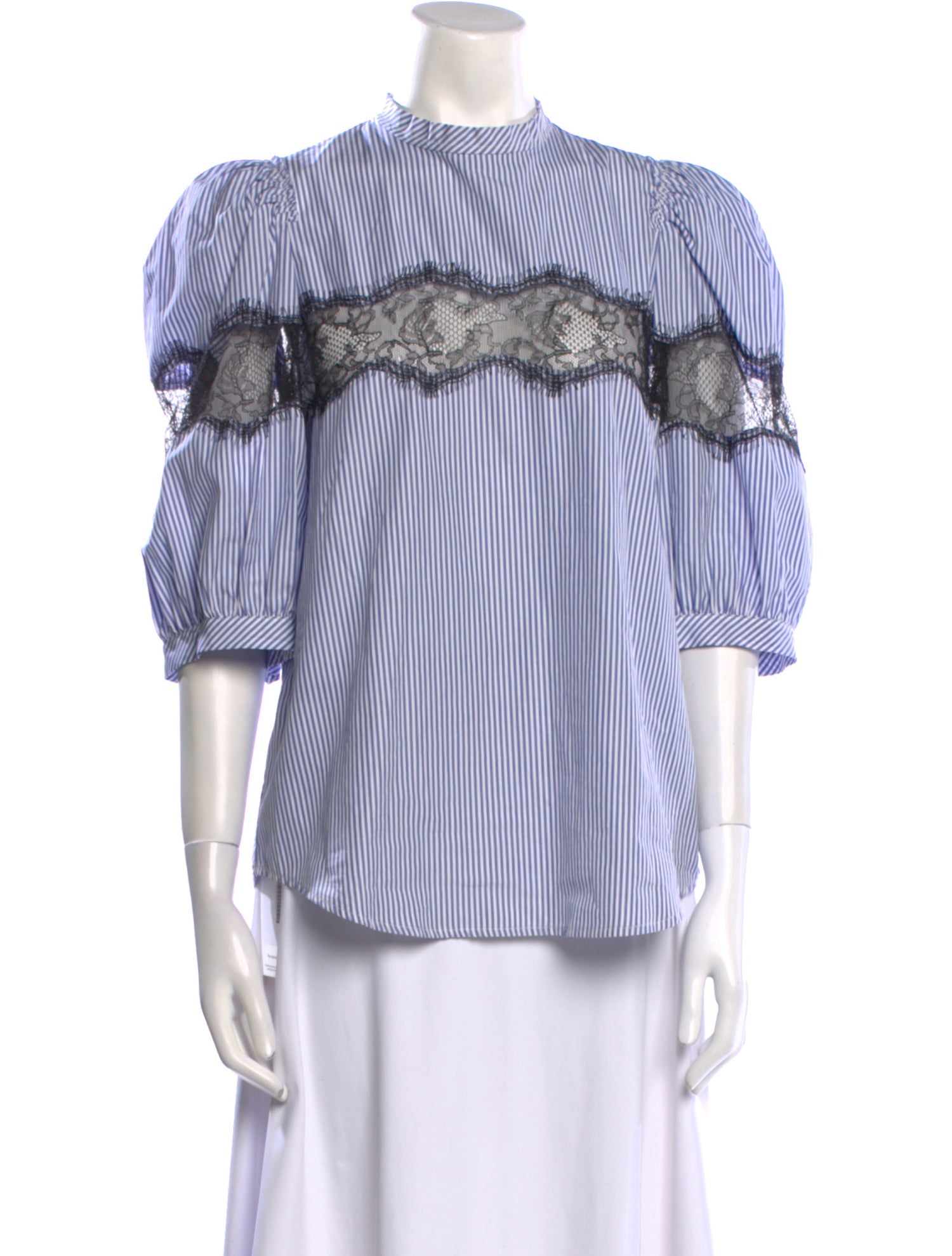 Goop G. Label Striped Mock Neck Blouse