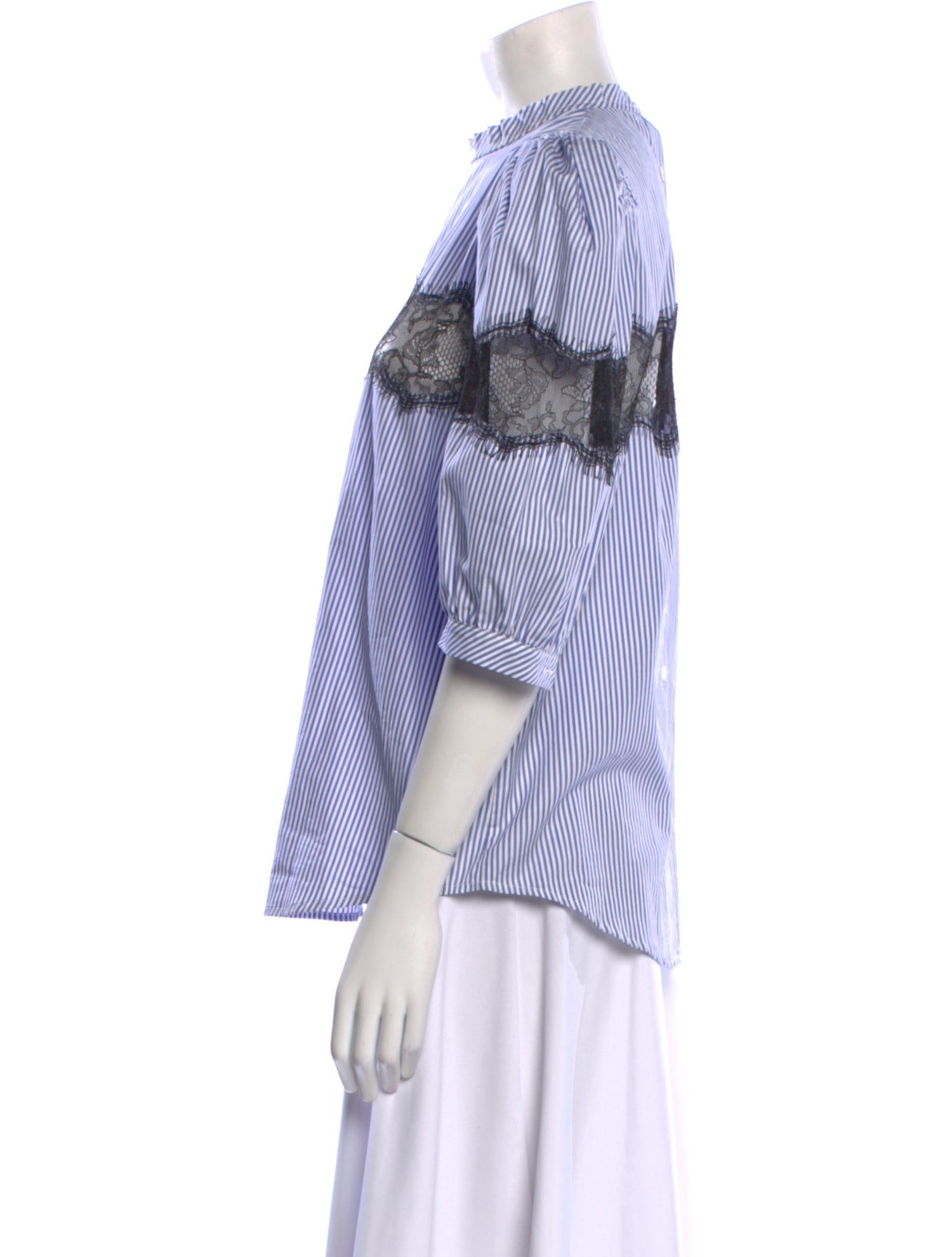 Goop G. Label Striped Mock Neck Blouse