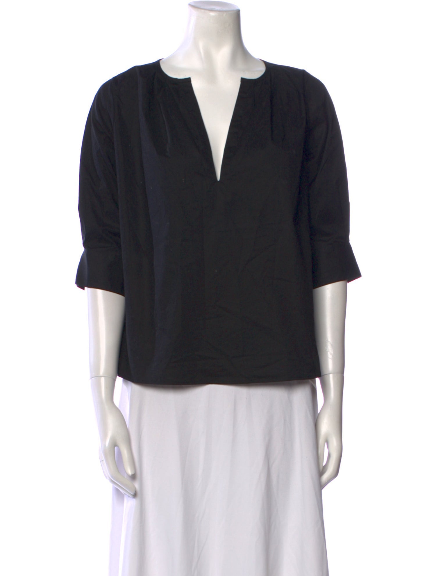 Goop G. Label V-Neck Three-Quarter Sleeve Blouse