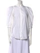 Goop G. Label Mock Neck Three-Quarter Sleeve Button-Up Top