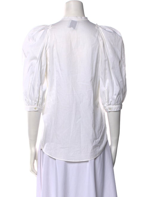 Goop G. Label Mock Neck Three-Quarter Sleeve Button-Up Top