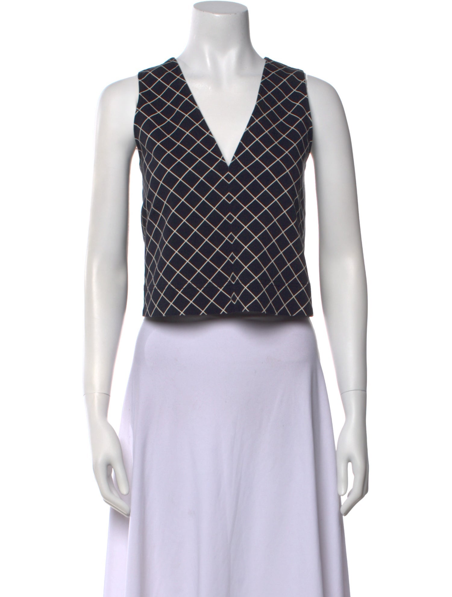 Goop G. Label Plaid Print V-Neck Crop Top