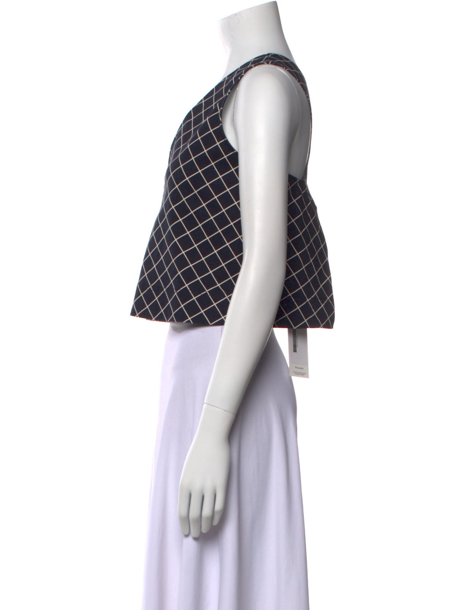 Goop G. Label Plaid Print V-Neck Crop Top