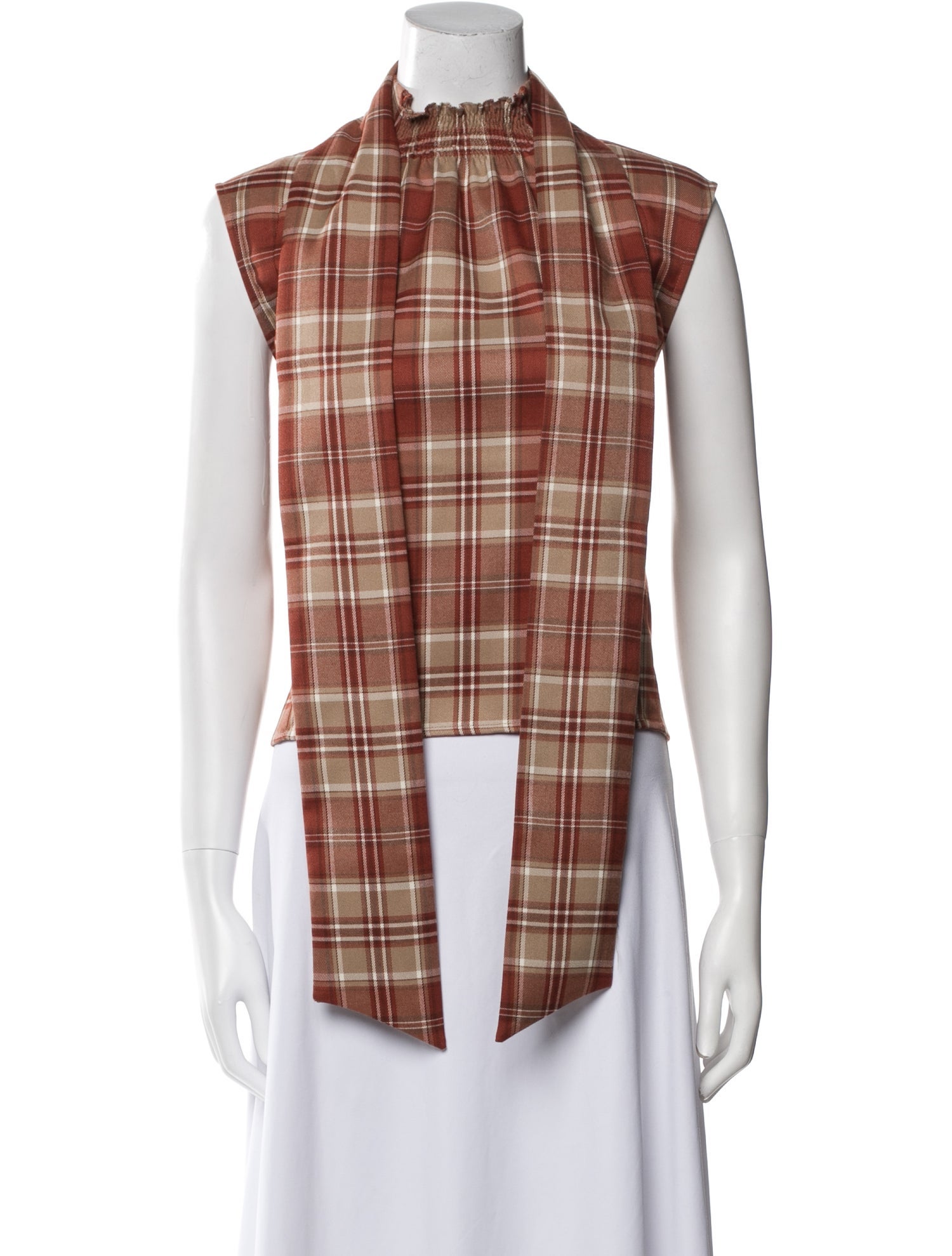 Goop G. Label Plaid Print Mock Neck Top