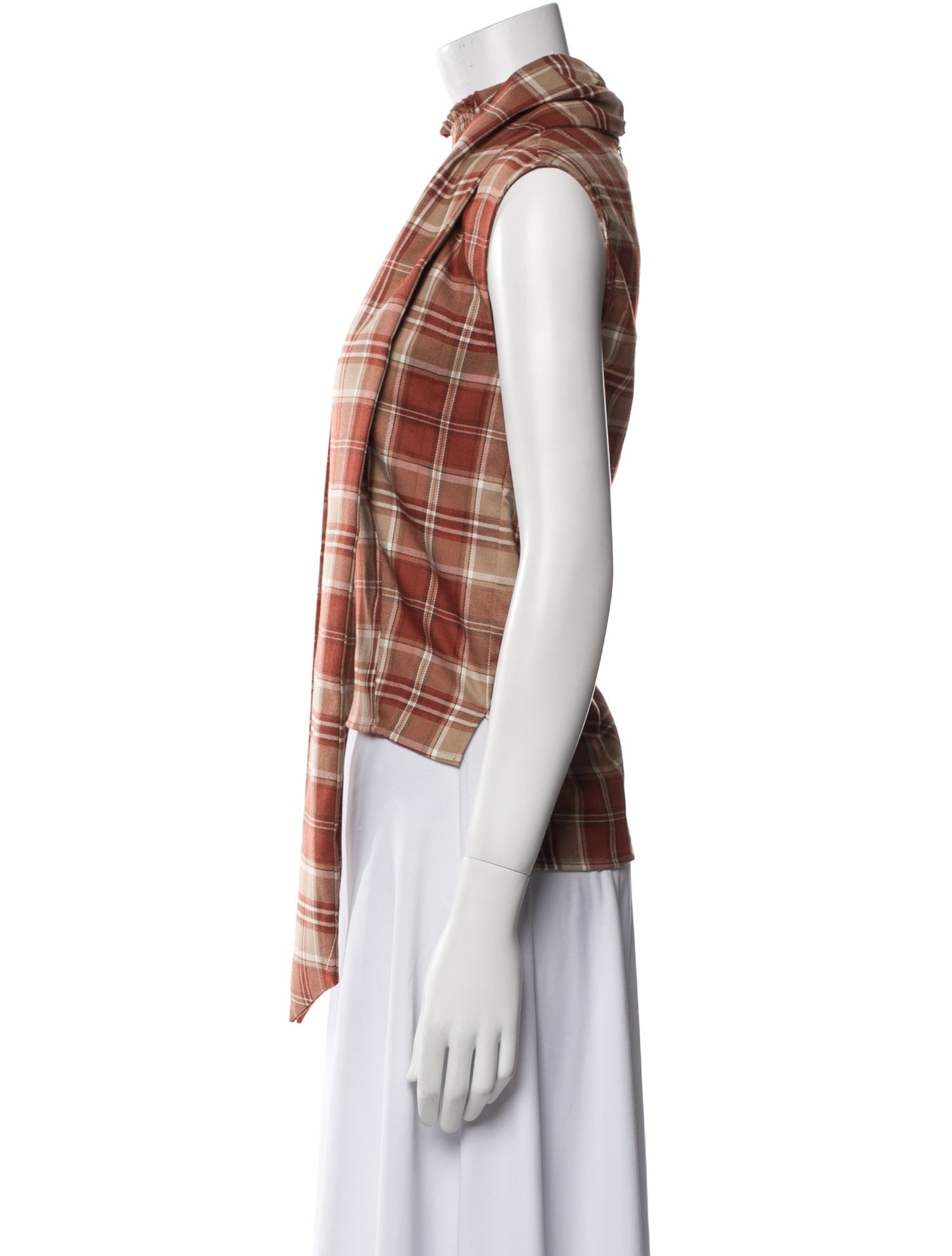 Goop G. Label Plaid Print Mock Neck Top