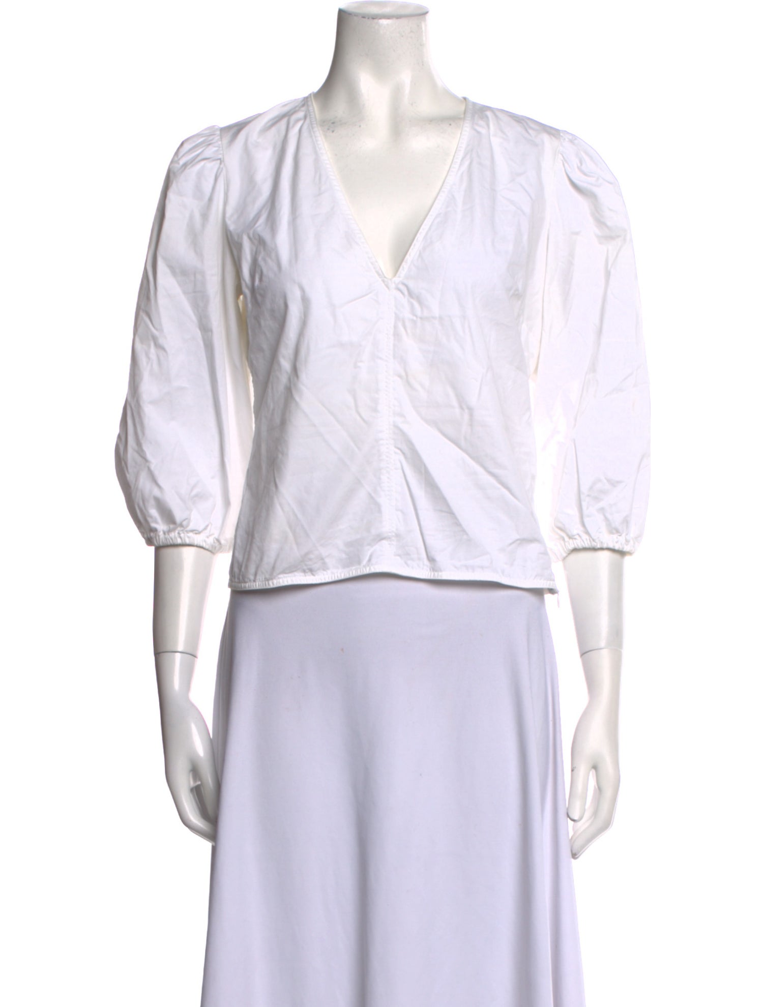 Goop G. Label V-Neck Three-Quarter Sleeve Crop Top