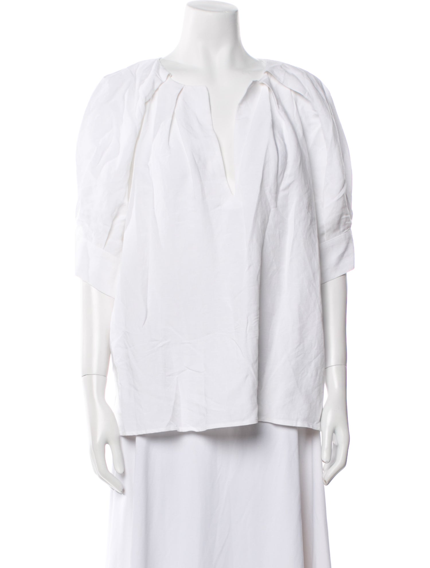 Goop G. Label V-Neck Three-Quarter Sleeve Blouse