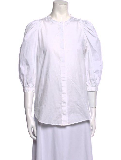 Goop G. Label Crew Neck Three-Quarter Sleeve Button-Up Top