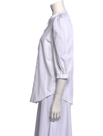 Goop G. Label Crew Neck Three-Quarter Sleeve Button-Up Top