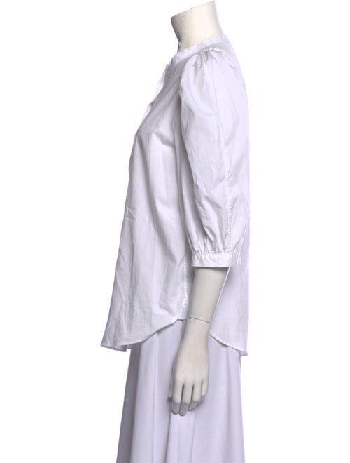 Goop G. Label Crew Neck Three-Quarter Sleeve Button-Up Top