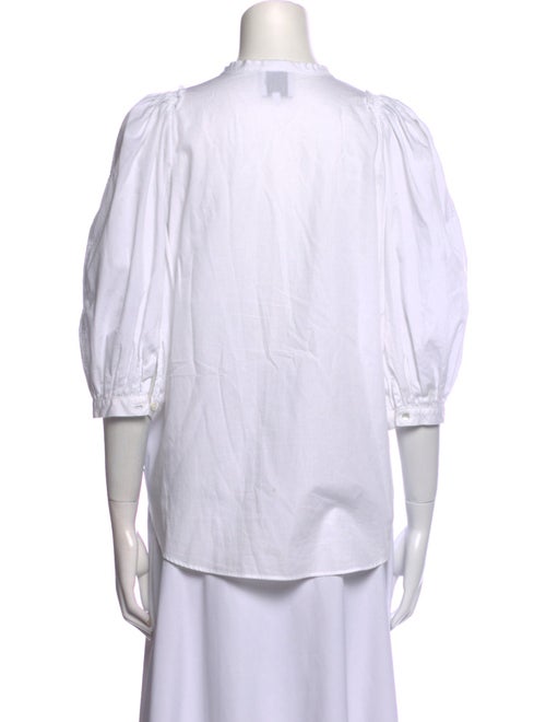 Goop G. Label Crew Neck Three-Quarter Sleeve Button-Up Top