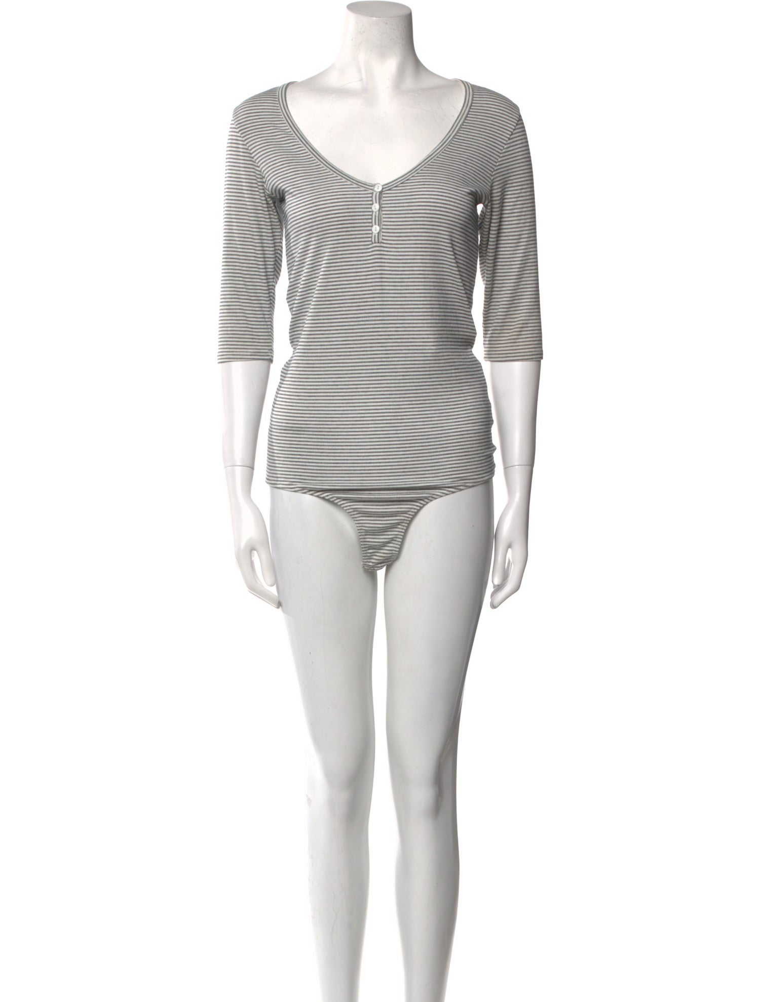 Goop G. Label Striped V-Neck Bodysuit