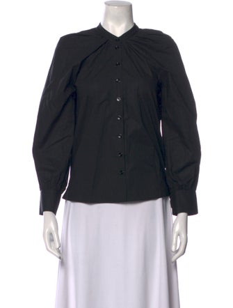 Goop G. Label Mock Neck Long Sleeve Button-Up Top
