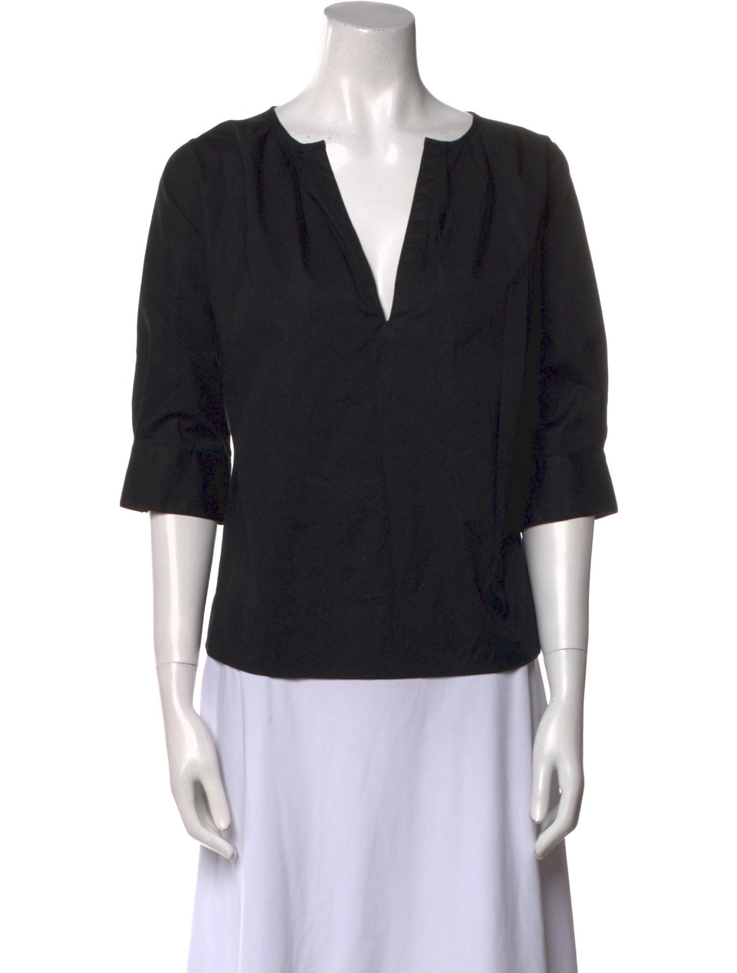 Goop G. Label V-Neck Three-Quarter Sleeve Blouse