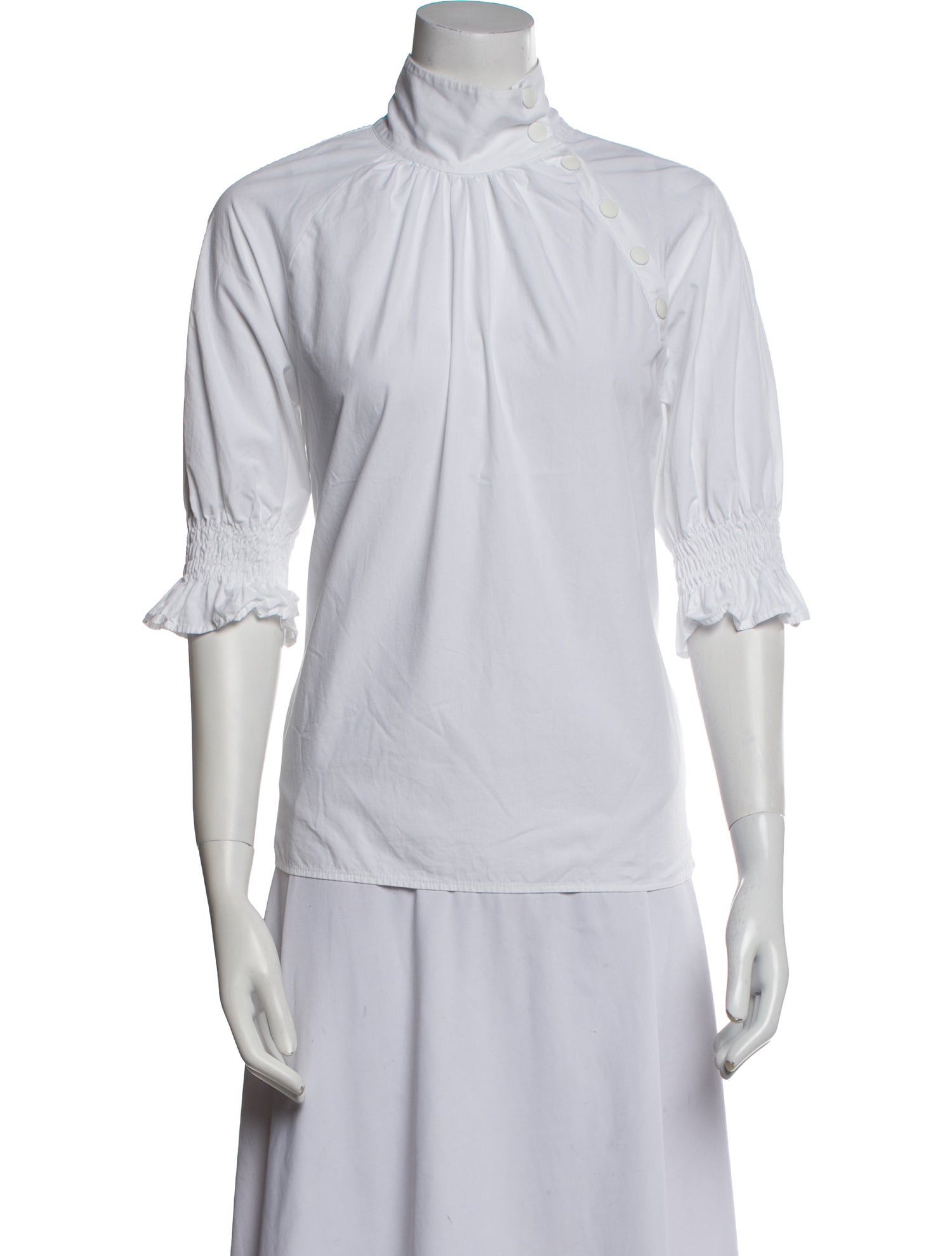 Goop G. Label Mock Neck Three-Quarter Sleeve Blouse