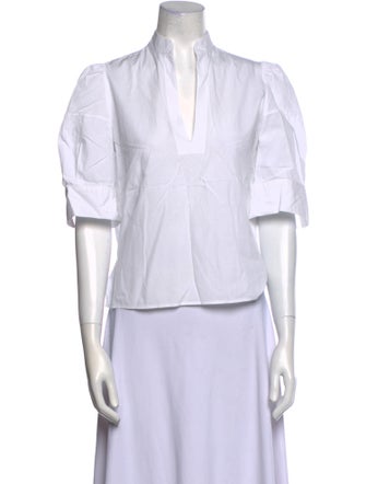 Goop G. Label V-Neck Short Sleeve Button-Up Top