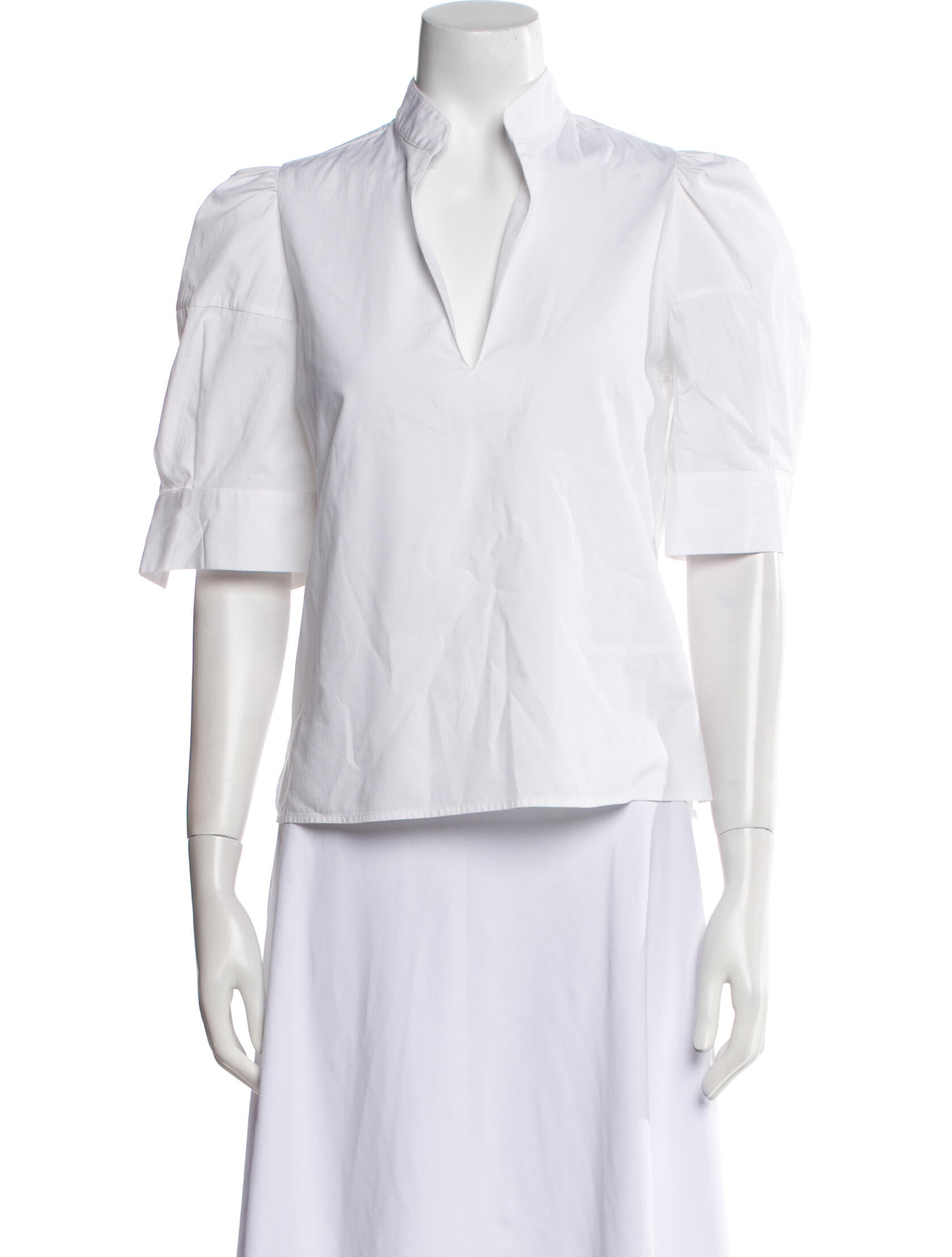 Goop G. Label V-Neck Three-Quarter Sleeve Button-Up Top