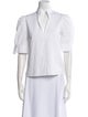 Goop G. Label V-Neck Three-Quarter Sleeve Button-Up Top
