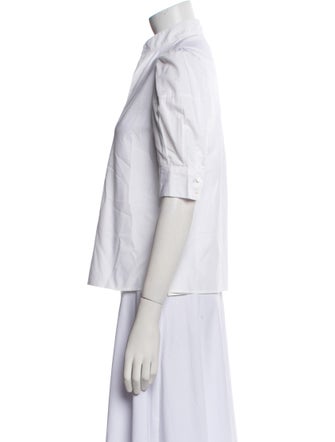 Goop G. Label V-Neck Three-Quarter Sleeve Button-Up Top