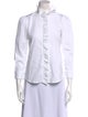 Goop G. Label Mock Neck Three-Quarter Sleeve Button-Up Top