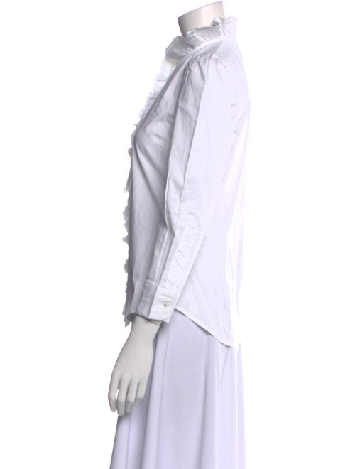 Goop G. Label Mock Neck Three-Quarter Sleeve Button-Up Top