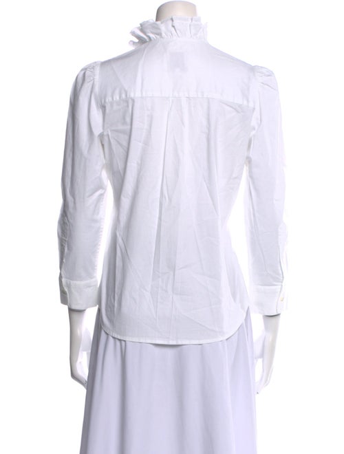 Goop G. Label Mock Neck Three-Quarter Sleeve Button-Up Top
