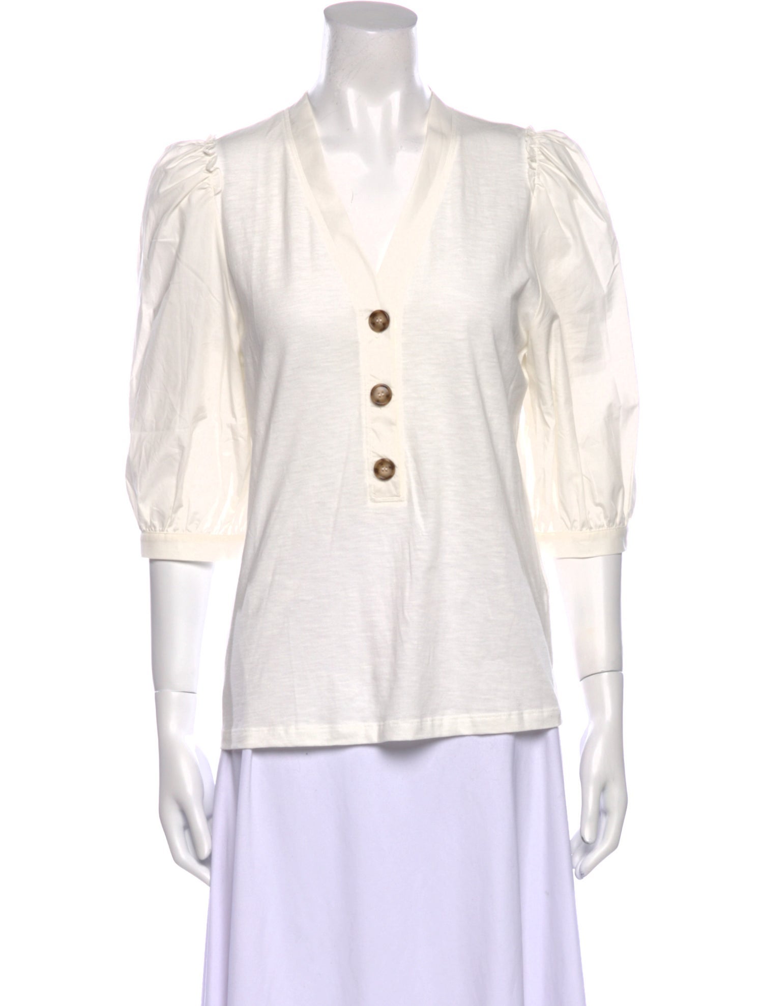 Goop G. Label V-Neck Three-Quarter Sleeve Top