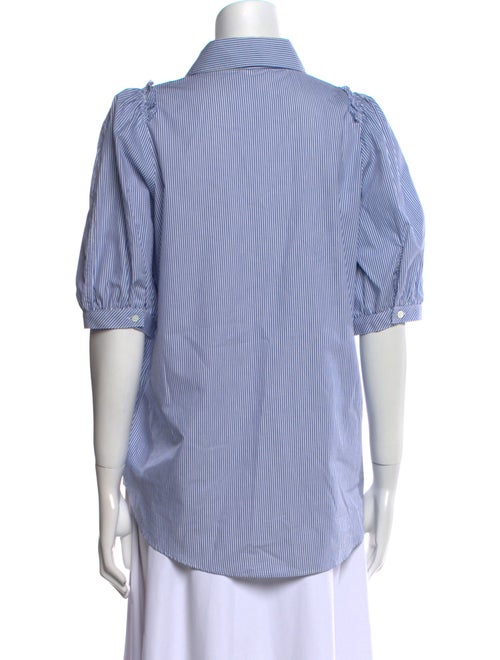 Goop G. Label Striped Three-Quarter Sleeve Button-Up Top