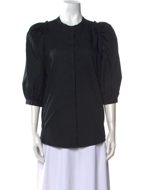 Goop G. Label Crew Neck Three-Quarter Sleeve Button-Up Top