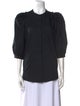 Goop G. Label Crew Neck Three-Quarter Sleeve Button-Up Top