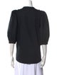 Goop G. Label Crew Neck Three-Quarter Sleeve Button-Up Top