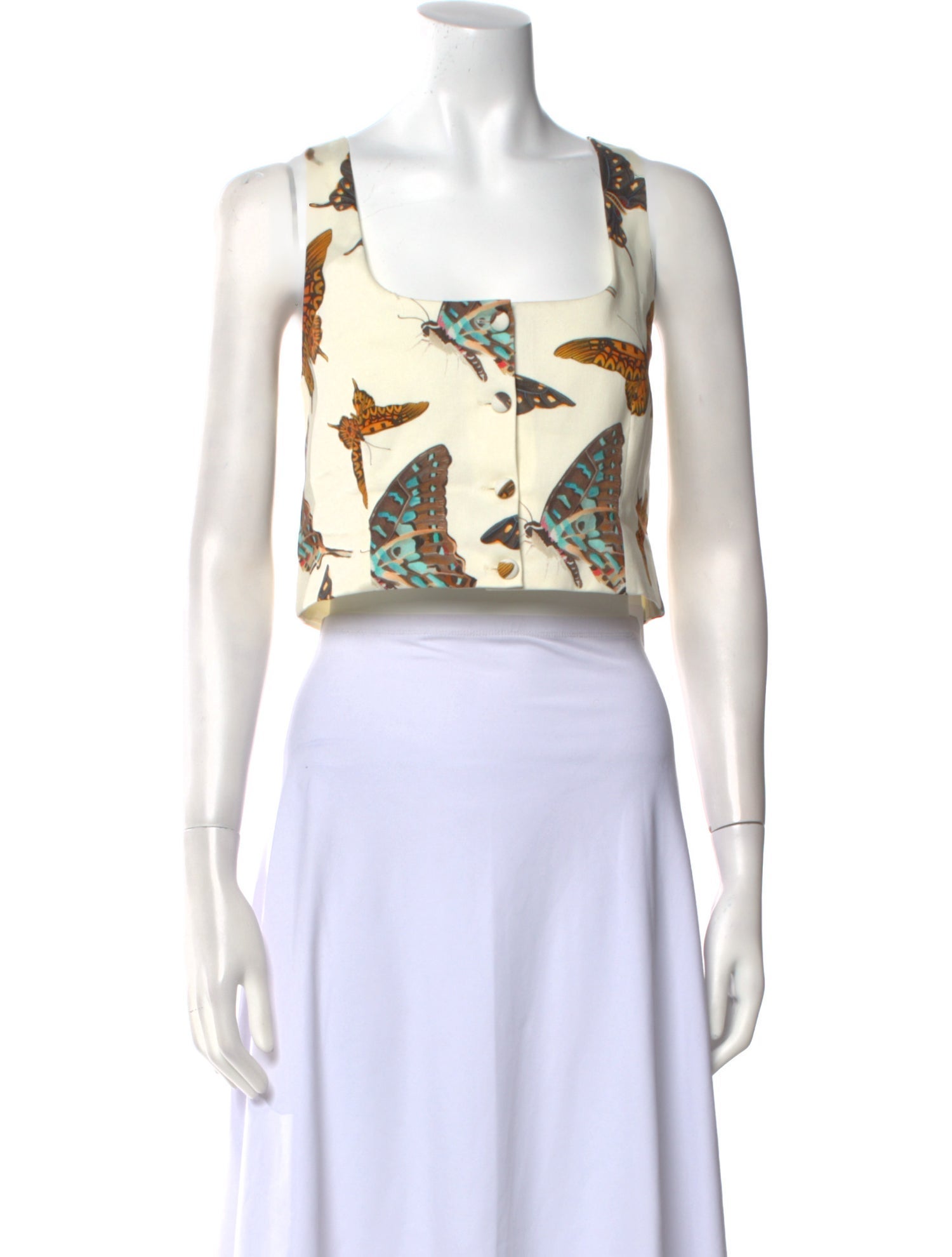 Goop G. Label Printed Square Neckline Crop Top