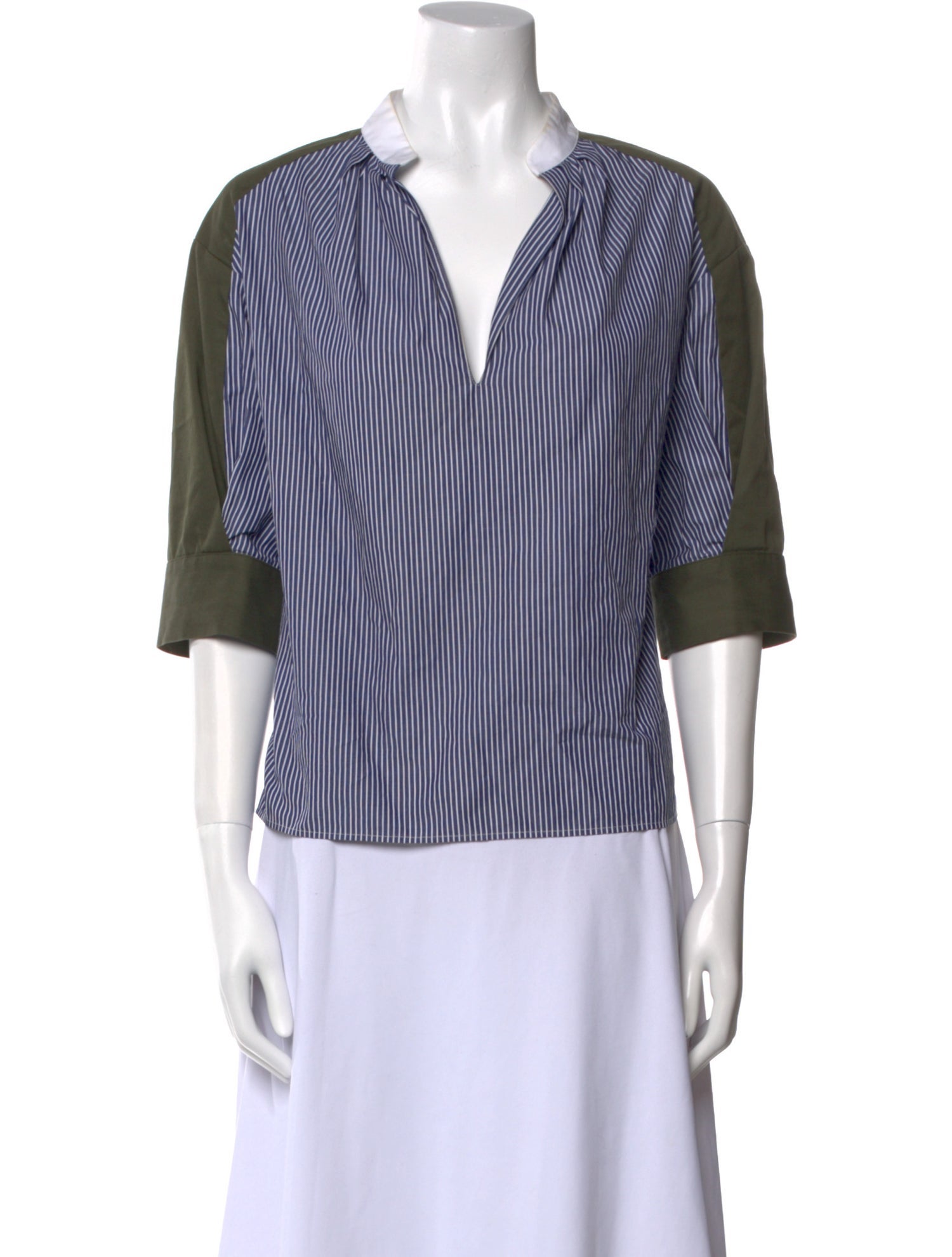 Goop G. Label Striped V-Neck Blouse