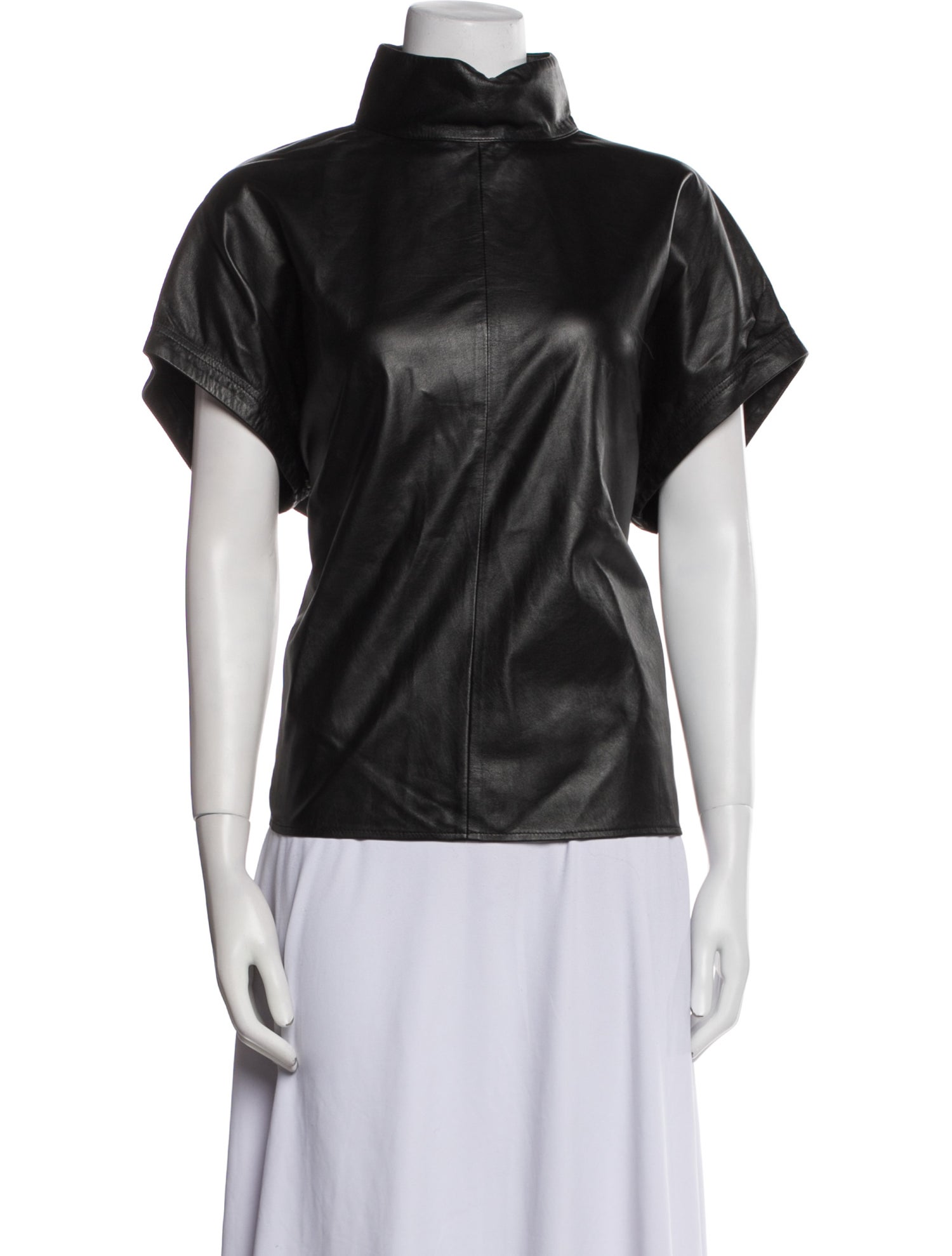 Goop G. Label Leather Mock Neck Blouse