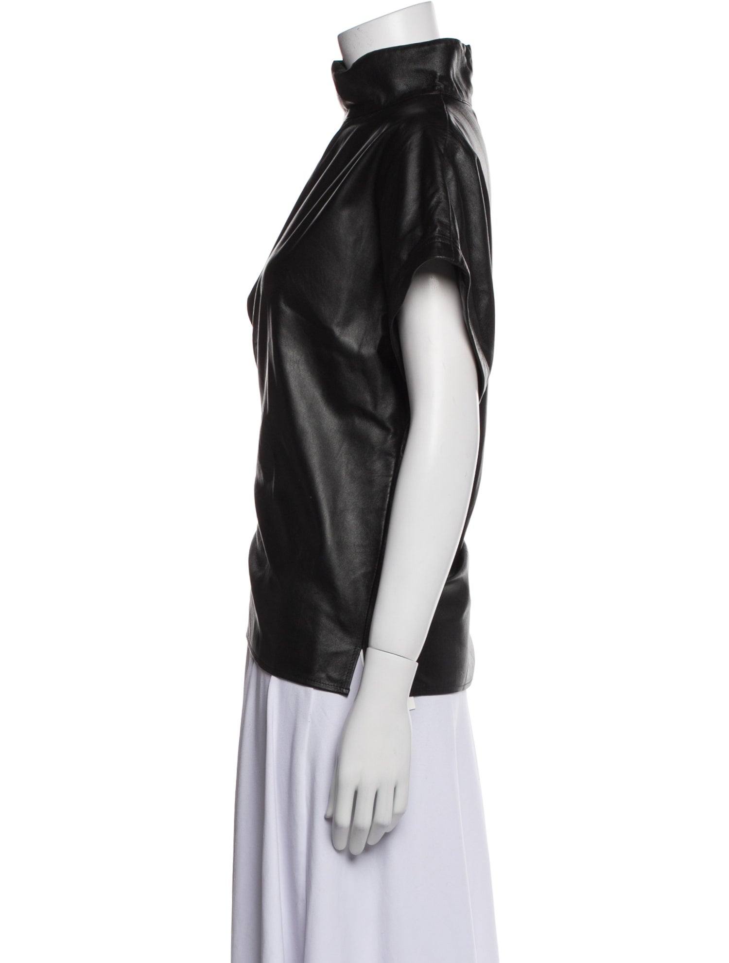 Goop G. Label Leather Mock Neck Blouse