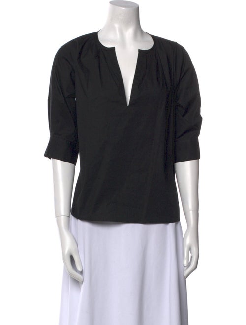 Goop G. Label V-Neck Three-Quarter Sleeve Blouse